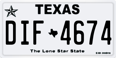 TX license plate DIF4674
