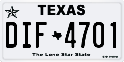 TX license plate DIF4701
