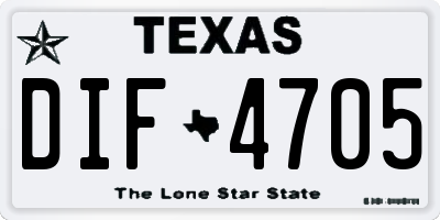 TX license plate DIF4705