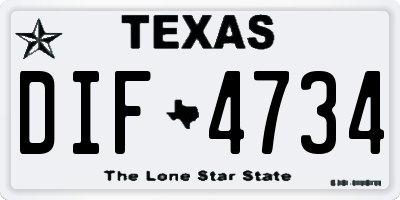 TX license plate DIF4734