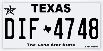 TX license plate DIF4748