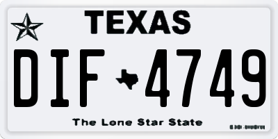 TX license plate DIF4749