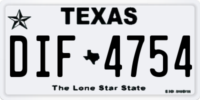TX license plate DIF4754