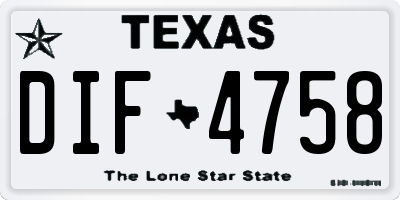 TX license plate DIF4758