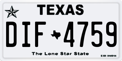 TX license plate DIF4759