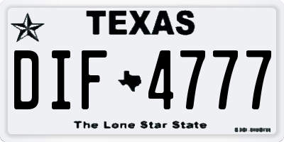 TX license plate DIF4777