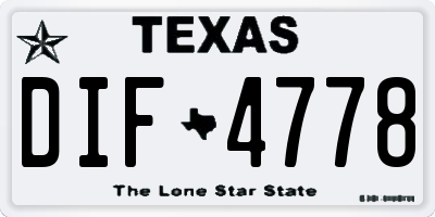 TX license plate DIF4778