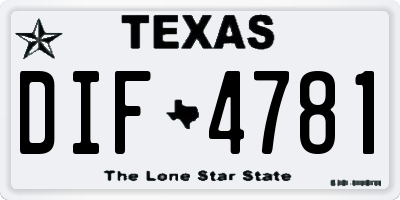 TX license plate DIF4781