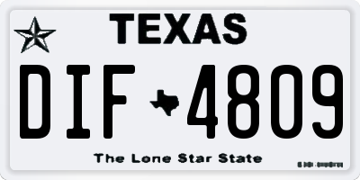 TX license plate DIF4809