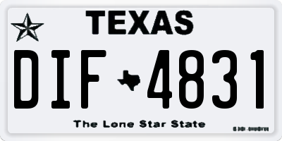 TX license plate DIF4831