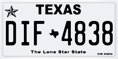 TX license plate DIF4838