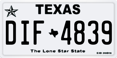 TX license plate DIF4839