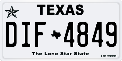 TX license plate DIF4849