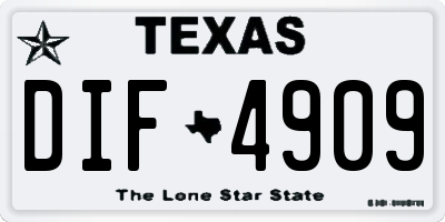 TX license plate DIF4909