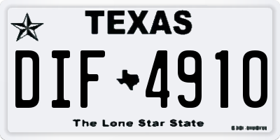 TX license plate DIF4910
