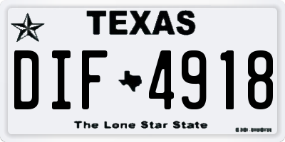 TX license plate DIF4918
