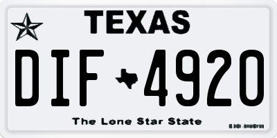 TX license plate DIF4920