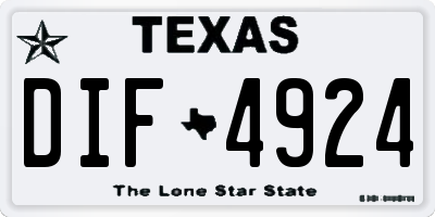 TX license plate DIF4924