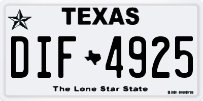 TX license plate DIF4925