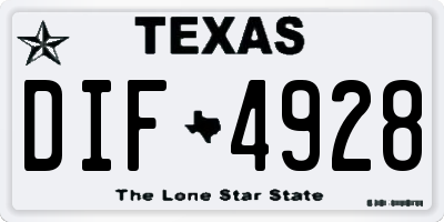 TX license plate DIF4928