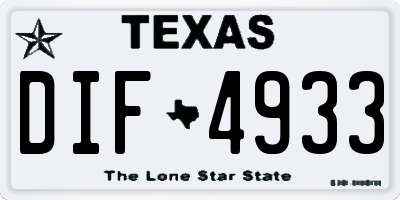 TX license plate DIF4933