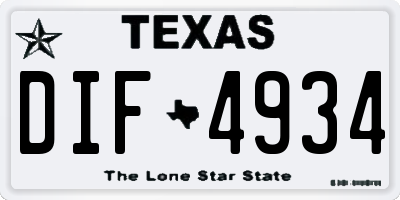 TX license plate DIF4934