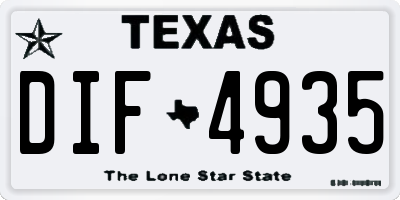 TX license plate DIF4935