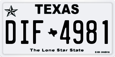TX license plate DIF4981