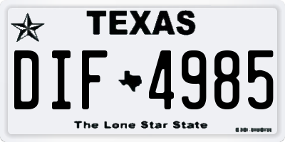 TX license plate DIF4985