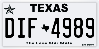 TX license plate DIF4989