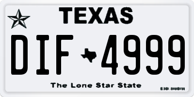 TX license plate DIF4999
