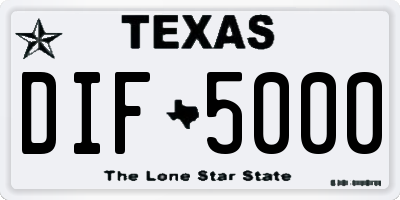 TX license plate DIF5000