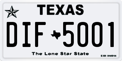 TX license plate DIF5001