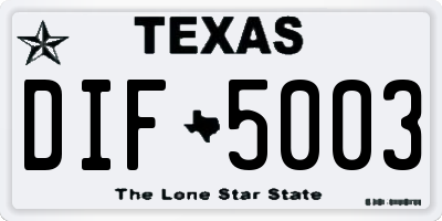 TX license plate DIF5003
