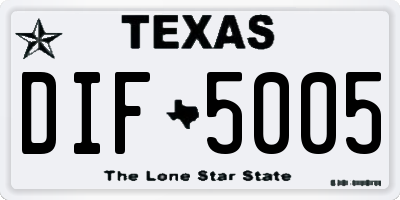 TX license plate DIF5005