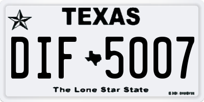TX license plate DIF5007