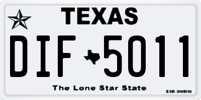 TX license plate DIF5011