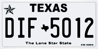 TX license plate DIF5012