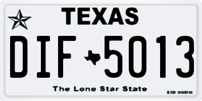 TX license plate DIF5013
