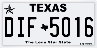 TX license plate DIF5016