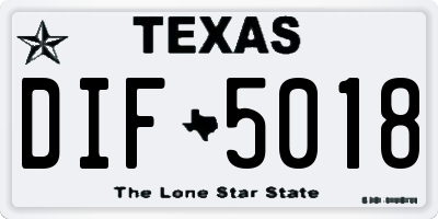 TX license plate DIF5018