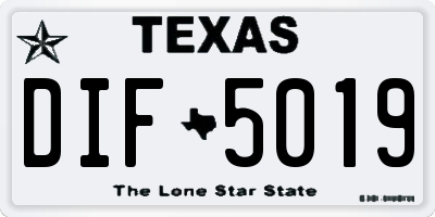 TX license plate DIF5019