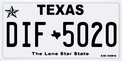 TX license plate DIF5020