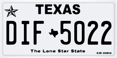 TX license plate DIF5022