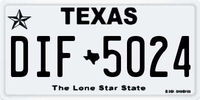 TX license plate DIF5024