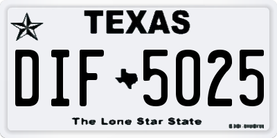 TX license plate DIF5025