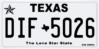 TX license plate DIF5026