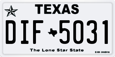 TX license plate DIF5031