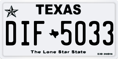 TX license plate DIF5033