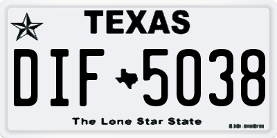 TX license plate DIF5038